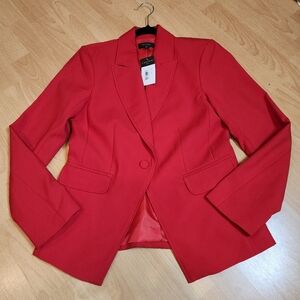 NWT Tahari ASL Red Blazer Single Button 2 Pockets Women's Size 4